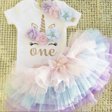 Load image into Gallery viewer, 1st Birthday Tutu Set - Rainbow Unicorn
