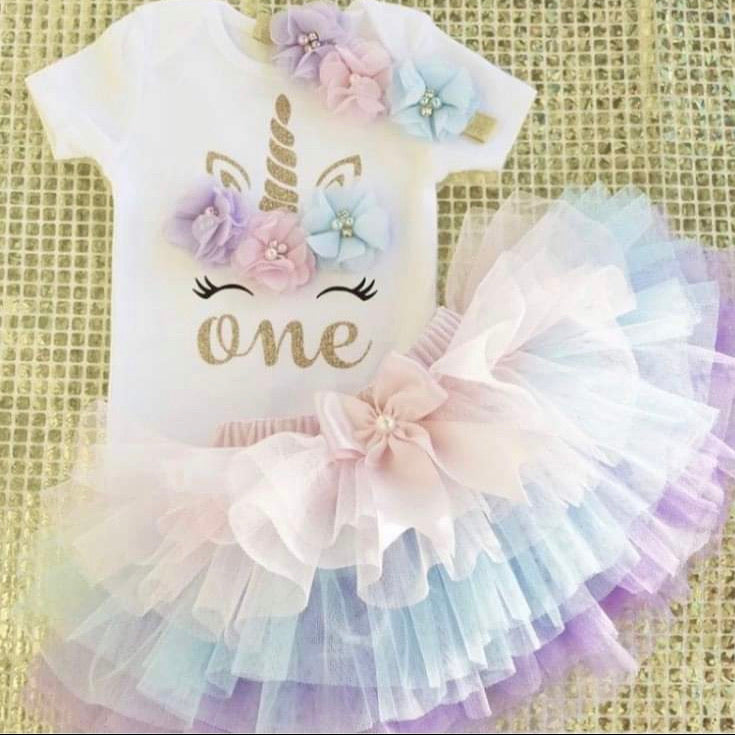 1st Birthday Tutu Set - Rainbow Unicorn