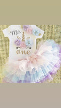 Load image into Gallery viewer, 1st Birthday Tutu Set - Rainbow Unicorn
